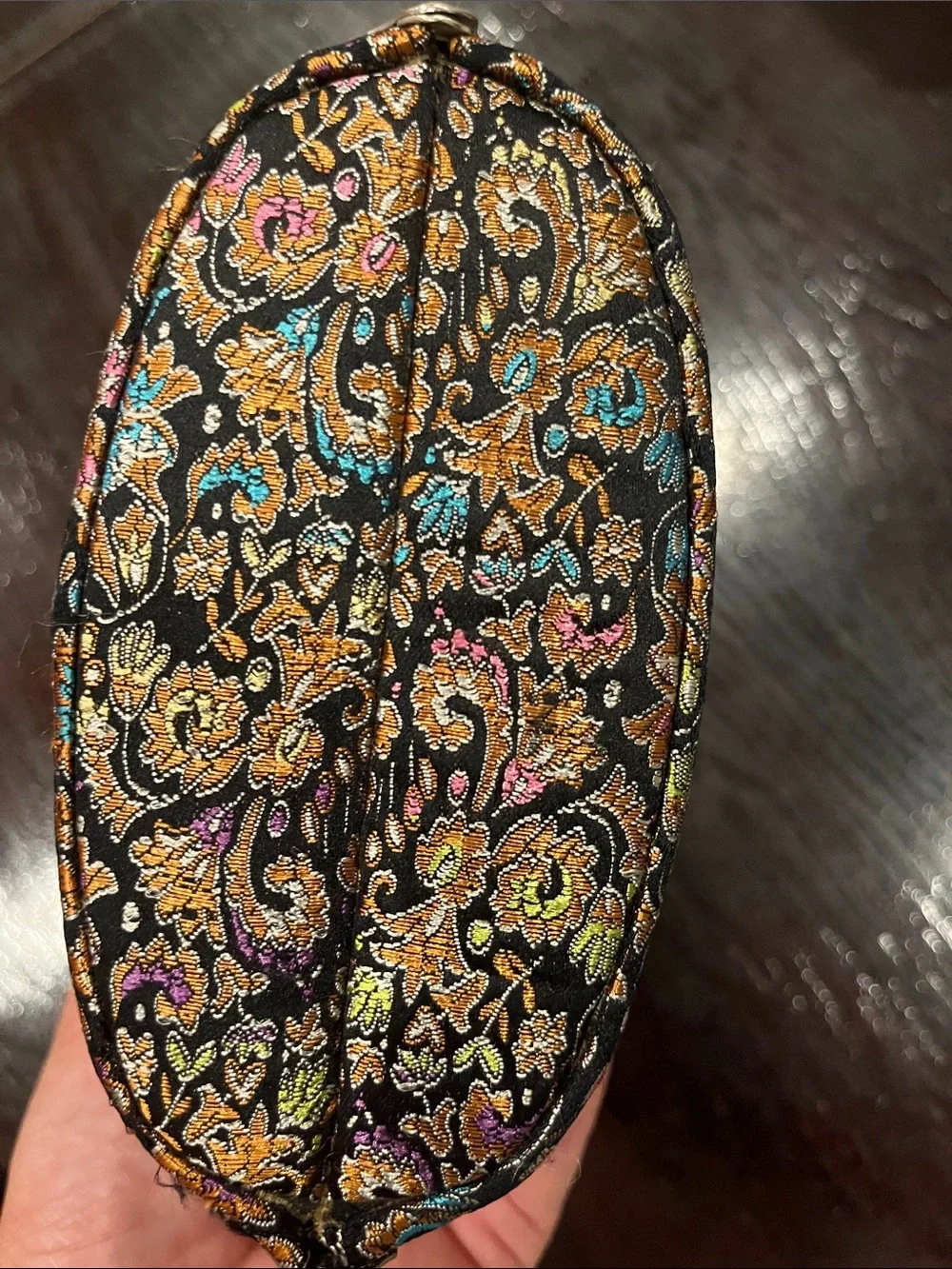 Multicolor Floral Brocade Evening Clutch with Silver Chain vintage